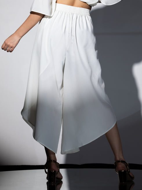 Women's Bree Cream Crepe Co-Ordinate Set with Gold Triangle Lace and Overlap Dhoti 2 Piece Set | Straight Fit, Round Neck, 3/4 Sleeves, Dhoti Pants, Festive Wear, (Crepe)