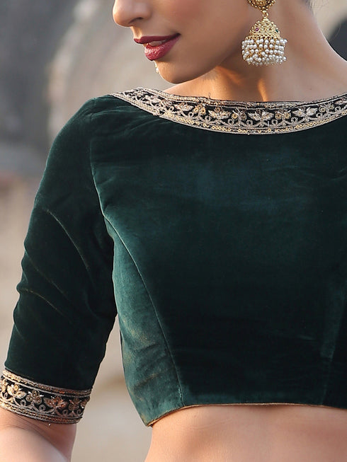 Royal Emerald Velvet Blouse