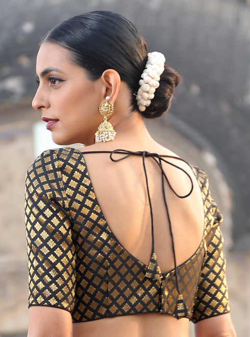Black Brocade Blouse
