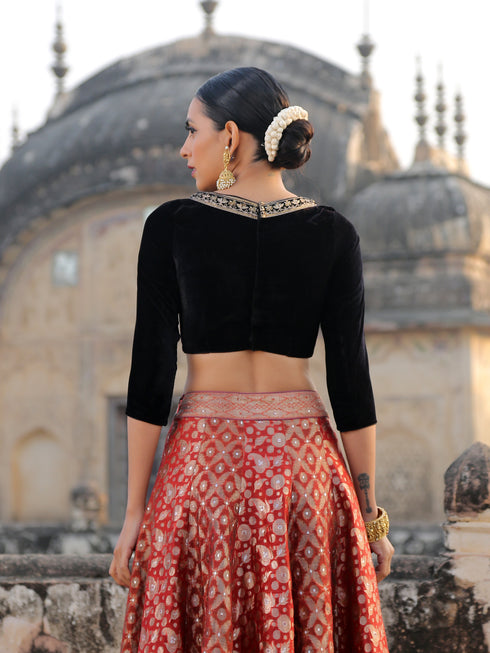 Regent Black Velvet Blouse