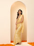 Flax Yellow Silken Saree with Jacqaurd Blouse Fabric