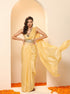 Flax Yellow Silken Saree with Jacqaurd Blouse Fabric