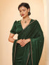 Green Posh Velvety Saree with Lace and Blouse Fabric