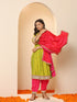 1 Pc - Fuschia Satin Dupatta with Lace