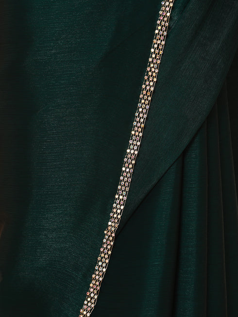 Primal Green Blue Shimmer Chiffon Dual Shade Saree