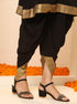 Women's Black and Gold Sequin Kurta with Pants 2 Piece Set | A-Line, V Neck, Full Sleeves, Pants, Festive Wear, (Sequin)