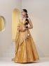 3 pc SET - Haldi Banaras Tissue Beaded Lehenga with Cut Dana Embroidered Dupatta and Blouse Fabric