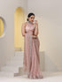Rose Gold Organza Saree with Cut-Dana Embroidery with Blouse Fabric