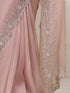 Rose Gold Organza Saree with Cut-Dana Embroidery with Blouse Fabric