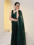 Emerald Swarovski style Saree with Lace and Blouse Fabric