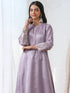 Women’s Lilac Suit Set with Pant | 2 Pc Set, A-Line, Swiss Embroidery on Sleeves, Work Wear, Casual (PRF'T Lux Duchess Satin Fabric)