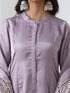Women’s Lilac Suit Set with Pant | 2 Pc Set, A-Line, Swiss Embroidery on Sleeves, Work Wear, Casual (PRF'T Lux Duchess Satin Fabric)