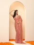 Pink Gold Metallic Satin Saree with Blouse Fabric