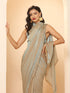Lunar Ice Metallic Satin Saree with Blouse Fabric