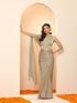 Lunar Ice Metallic Satin Saree with Blouse Fabric