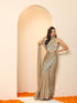 Lunar Ice Metallic Satin Saree with Blouse Fabric