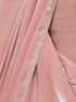 Pink Blue Metallic Satin Saree with Lace and Self Blouse Fabric