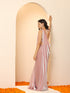 Pink Blue Metallic Satin Saree with Lace and Self Blouse Fabric