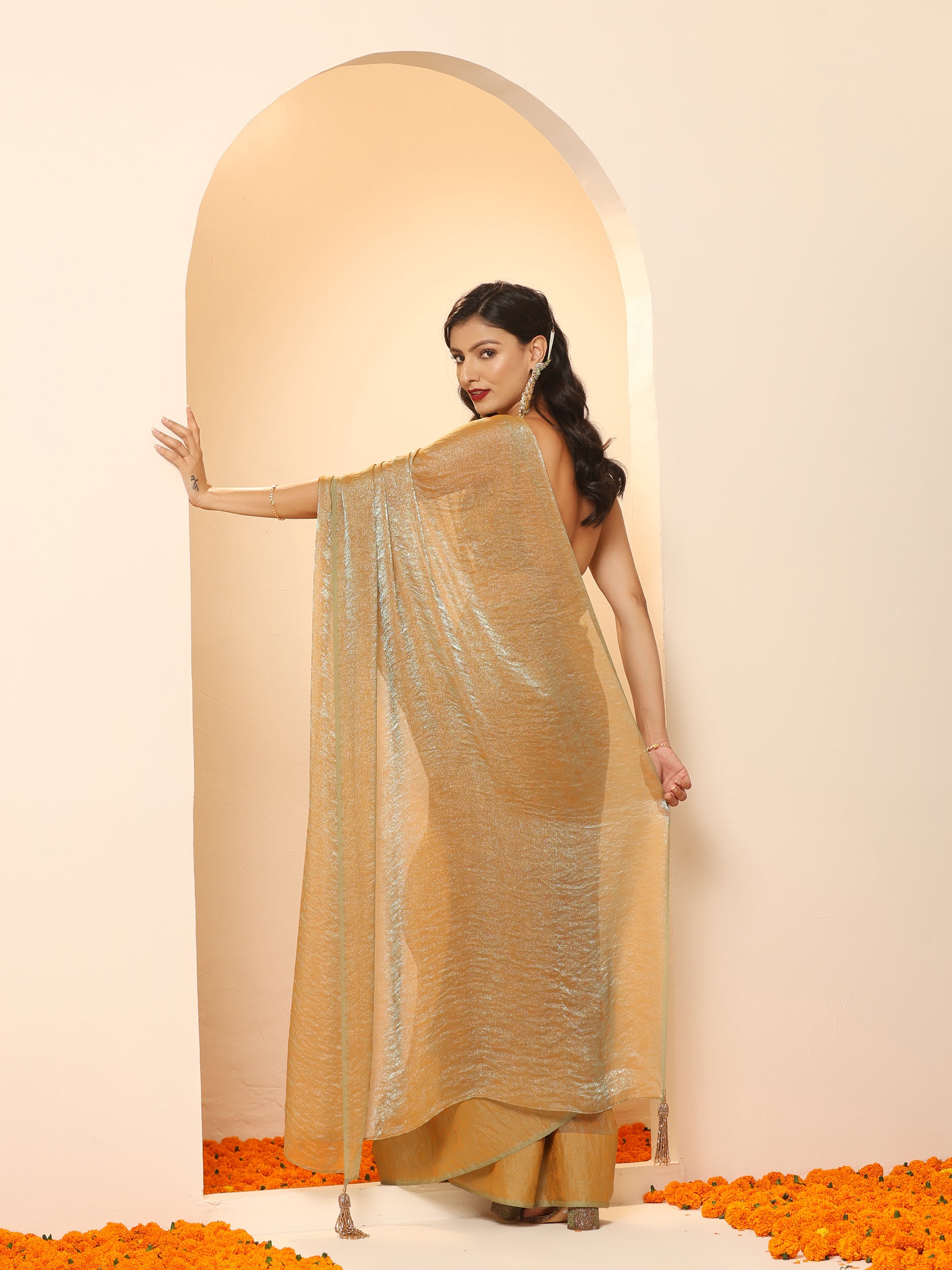 Genie Paisley Self Design Chiffon Saree