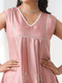 Women’s Pink Suit Set with Pant | 2 Pc Set, A-Line, Schiffli Embroidery on Front Panel, Sleeveless, Work Wear, Casual (PRF'T Lux Duchess Satin Fabric)