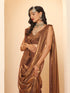 Arabian Glamour Gold Metallic Satin Saree with Beads with Blouse Fabric