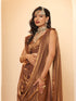 Arabian Glamour Gold Metallic Satin Saree with Beads with Blouse Fabric