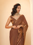 Arabian Glamour Gold Metallic Satin Saree with Beads with Blouse Fabric