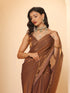 Arabian Glamour Gold Metallic Satin Saree with Beads with Blouse Fabric