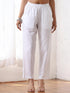 Women’s Blue Suit Set with White Pant | 2 Pc Set, A-Line, Allover Schiffli Embroidery, Sleeveless, Work Wear, Casual Wear (PRF'T Lux Duchess Satin Fabric)