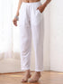 Women’s Blue Suit Set with White Pant | 2 Pc Set, A-Line, Allover Schiffli Embroidery, Sleeveless, Work Wear, Casual Wear (PRF'T Lux Duchess Satin Fabric)