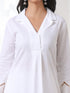 Women’s White Collared Schiffli Kurta with Embroidery on Hem and Sleeve | 1 Pc, Schiffli Embroidery, Work Wear, Festive Party Wear (PRF'T Lux Duchess Cotton Fabric)
