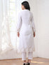Women’s White Collared Schiffli Kurta with Embroidery on Hem and Sleeve | 1 Pc, Schiffli Embroidery, Work Wear, Festive Party Wear (PRF'T Lux Duchess Cotton Fabric)
