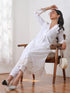 Women’s White Collared Schiffli Kurta with Embroidery on Hem and Sleeve | 1 Pc, Schiffli Embroidery, Work Wear, Festive Party Wear (PRF'T Lux Duchess Cotton Fabric)
