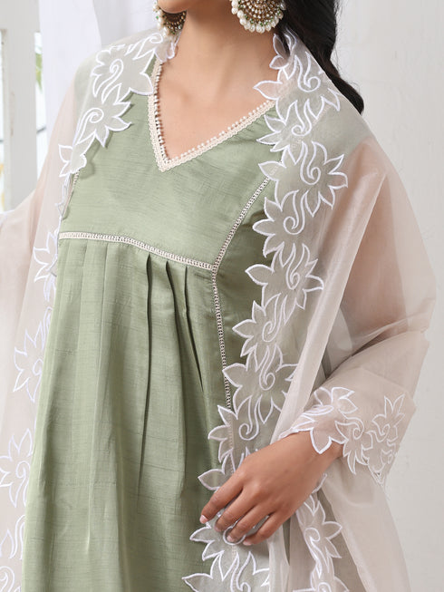 Women’s Cream Cut Work Edge Organza Dupatta | 1 Pc, Cut Work Embroidery, Festive Party Wear