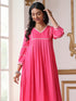 Women’s Pink Suit Set with Pant | 2 Pc Set, Paneled Design, Lace Detailing, Work Wear, Casual (Viscose Breathable Soft Natural Fabric)