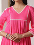 Women’s Pink Suit Set with Pant | 2 Pc Set, Paneled Design, Lace Detailing, Work Wear, Casual (Viscose Breathable Soft Natural Fabric)