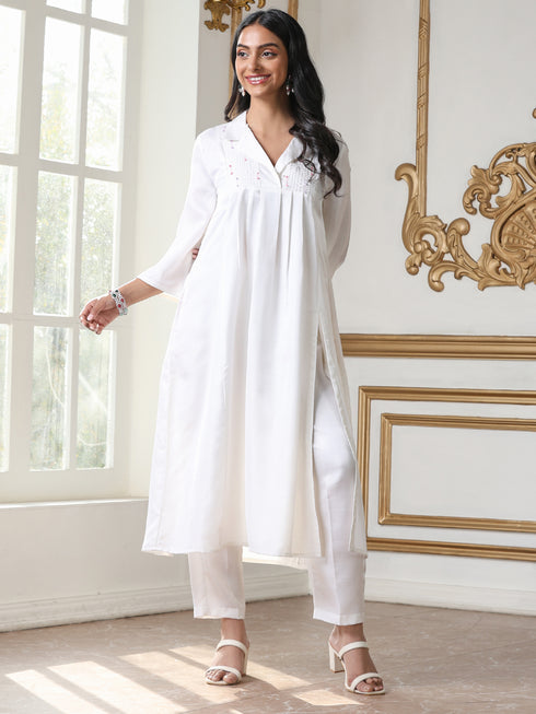 Women’s White Pant | 1 Pc, 100% Cotton Cambric Fabric, Workwear ,Casual Wear