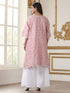 Women’s Pink All Over Schffli Kurta | 1 Pc, Easy Fit, Allover Schiffli Embroidery, Work Wear, Festive Party Wear (PRF'T Lux Duchess Satin Fabric)