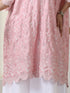 Women’s Pink All Over Schffli Kurta | 1 Pc, Easy Fit, Allover Schiffli Embroidery, Work Wear, Festive Party Wear (PRF'T Lux Duchess Satin Fabric)