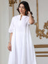 Women’s White Hi Low Kurta | 1 Pc, Schiffli Swiss Embroidery on Sleeve, Work Wear, Casual Wear (100% Cotton Cambric Extra Soft Breathable Fabric)