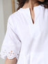 Women’s White Hi Low Kurta | 1 Pc, Schiffli Swiss Embroidery on Sleeve, Work Wear, Casual Wear (100% Cotton Cambric Extra Soft Breathable Fabric)