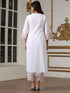 Women’s White Pink Schffli Kurta | 1 Pc, Schiffli Swiss Embroidery on Sleeve, Work Wear, Casual (100% Cotton Cambric Extra Soft Breathable Fabric)