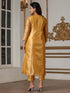 Women’s Banarasi Haldi Suit Set with Pant | 2 Pc Set, Banarasi Tissue Fabric, Hand Embroidery & Bead Detailing, 3/4th Sleeves, Festive Party Wear