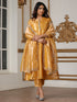 Women’s Banarasi Haldi Suit Set with Pant | 2 Pc Set, Banarasi Tissue Fabric, Hand Embroidery & Bead Detailing, 3/4th Sleeves, Festive Party Wear