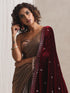 Maroon Velvet Shawl with Silver Embroidery