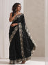 Black Onyx Posh Velvety Saree with Embroidery and Blouse Fabric
