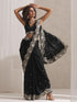 Black Onyx Posh Velvety Saree with Embroidery and Blouse Fabric