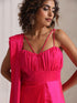 All is Well - Dress Saree with Adjustable Straps in Fuschia Satin