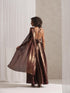 Dripping in Chocolate- Halter Dress Saree with Adjustable Waist in Chocolate Gold Chiffon