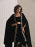 Women's Juicy Black Velvet Dhoti and Jacket with Embroidery and Blouse 3 Piece Set | Jacket Style, Round Neck, Full Sleeves, Dhoti, Festive Wear, Party Wear (Velvet)
